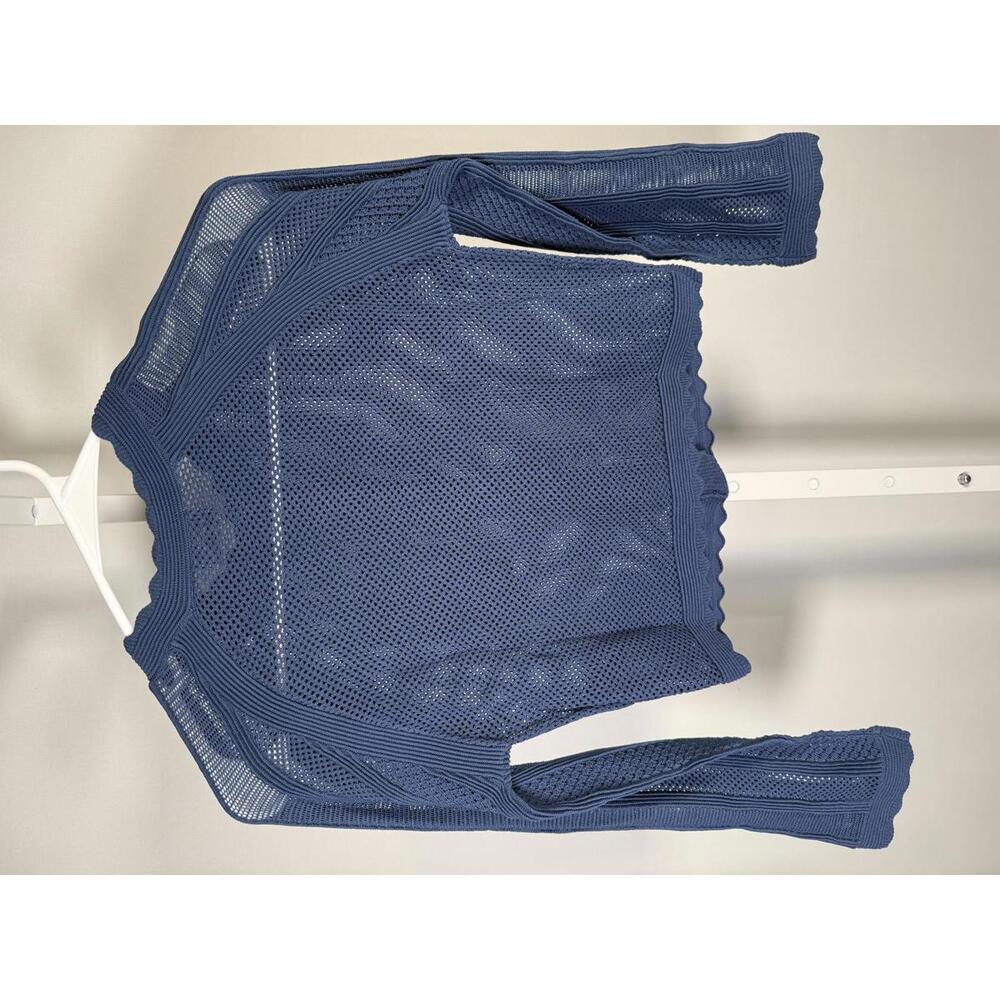 NWT The Kooples NWT Blue Knit Cropped Cardigan Mesh Button Front Size XS - Picture 3 of 7